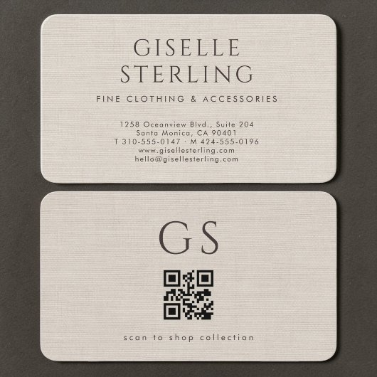 Boetiek kledingwinkel Linen QR-code  Visitekaartje