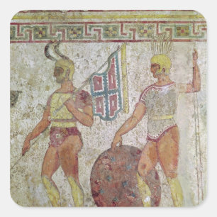 Boetsoldaten, tombe schilderij uit Paestum Vierkante Sticker