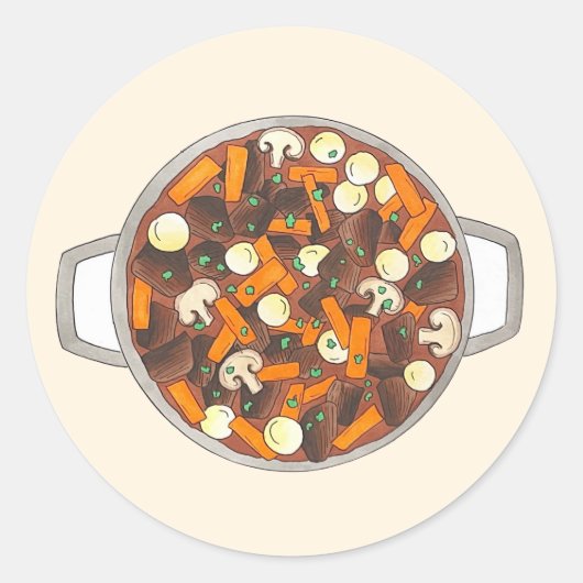 Boeuf Bourguignon rundvlees Bourgondië stoofpot Fr Ronde Sticker (Voorkant)