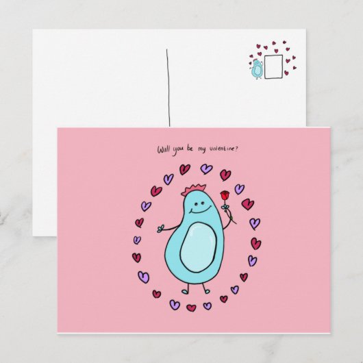 Boey will you be my valentine card feestdagenkaart (Voorkant / Achterkant)