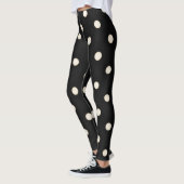 Bog Antiek Wit Polka Dots op Zwart Leggings (Links)