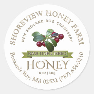 Bog Cranberry Honey Label met Cranberries