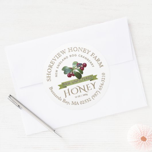 Bog Cranberry Honey Label met Cranberries (Envelop)