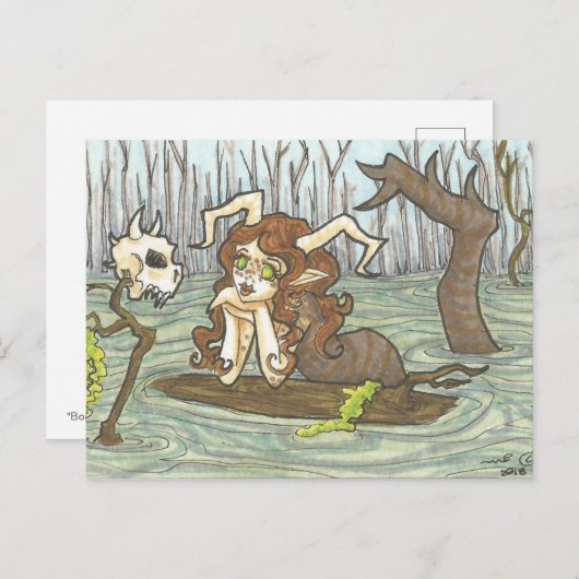 Bog Lady Nymph en Skull Fantasy Art Briefkaart (Voorkant / Achterkant)