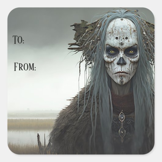 Bog Witch - Liches en Ghouls Vierkante Sticker (Voorkant)