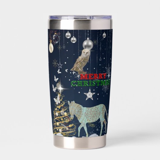 Boganhues Fantasy Print Kerststicker Geïsoleerde Drinkbeker (Voorkant)