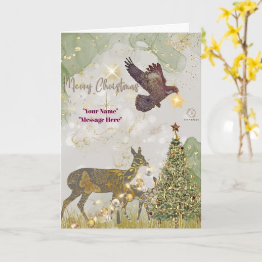 "Boganhues Luxe print met rendier" Kaart (Gele Bloem)