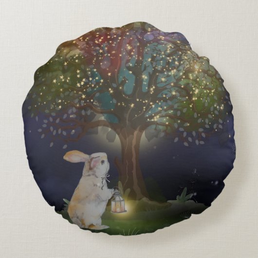 Boganhues "Pipa & Marlow" betoverde bosprint Rond Kussen (Achterkant)