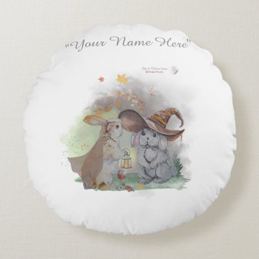Boganhues "Pipa & Marlow" serie print Rond Kussen (Voorkant)