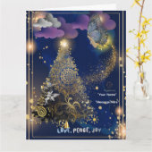 Boganhues Print Kerst Gevouwen Wenskaart Kaart (Gele Bloem)