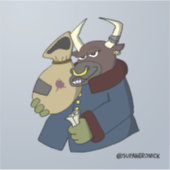 Bogdan de Stier Cartoon Handhaver Sticker (Voorkant)