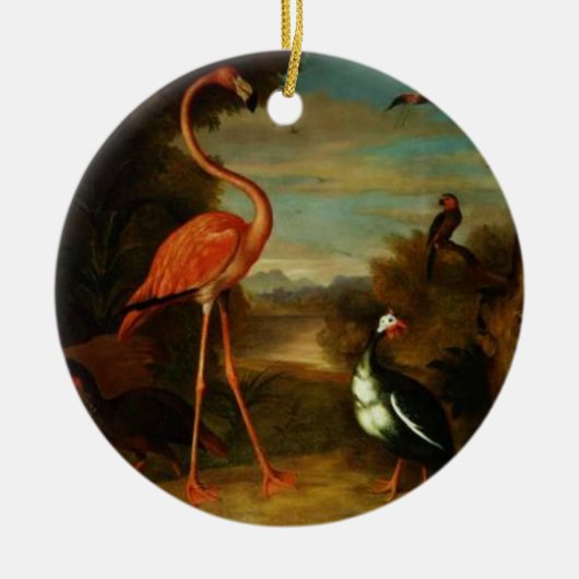Bogdani Flamingo en andere vogels in een landschap Keramisch Ornament (Voorkant)