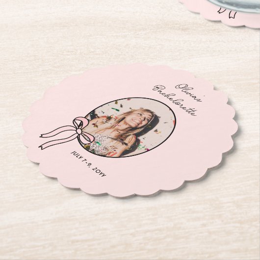Bogen & Babes Roze Bow Coquette Bachelorette Party Kartonnen Onderzetters (Gekanteld)
