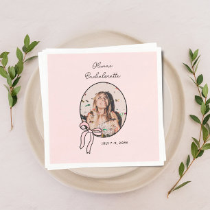 Bogen & Babes Roze Bow Coquette Bachelorette Party Servet