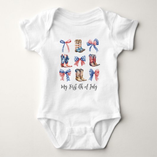 Bogen Baby Eerste 4 juli Coquette Esthetisch Romper (Voorkant)
