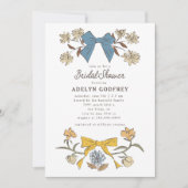 Bogen & Bloesems Blauw Geel Coquette Vrijgezellenf Kaart (Voorkant)