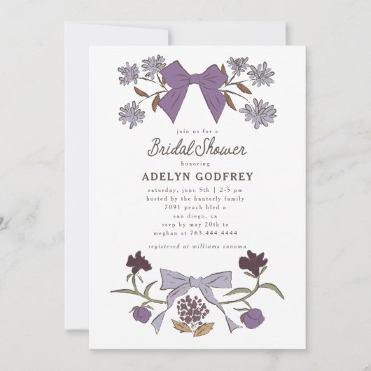 Bogen & Bloesems Lila Coquette Vrijgezellenfeest Kaart (Voorkant)