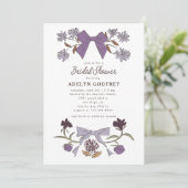 Bogen & Bloesems Lila Coquette Vrijgezellenfeest Kaart (Staand voorkant)