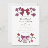 Bogen & Bloesems Magneta Coquette Wedding Kaart (Voorkant)