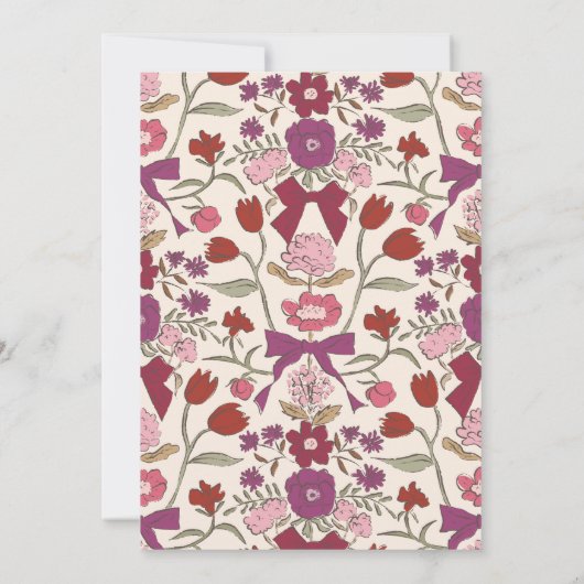 Bogen & Bloesems Magneta Coquette Wedding Kaart (Achterkant)