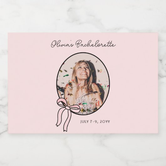 Bogen & Bubbly Roze Bow Coquette Bachelorette Sparkling Wijnetiket (Enkel label)