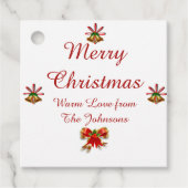 Bogen en Bells Merry kersttassen Bedankjes Labels (Voorkant)