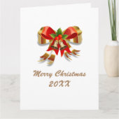 Bogen en Bells Vrolijke Kerstmis Kaart (Voorkant)