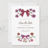 Bogen en bloemen Magenta Save The Date (Voorkant)