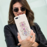 Bogen en bloesems Bloemrijk Roze Case-Mate iPhone Case<br><div class="desc">Boho en rustieke telefoonhoesje met handgetekende illustratie van strikken en bloemen in roze en paarse kleuren.</div>