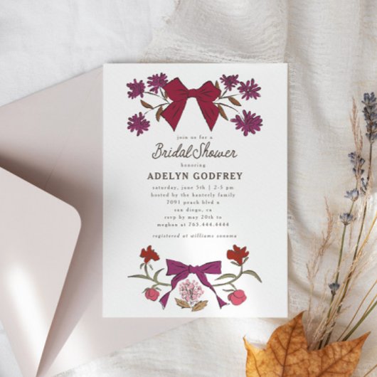 Bogen en bloesems Magenta Coquette Vrijgezellenfee Kaart