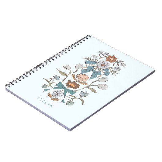 Bogen en bloesems rustiek blauw notitieboek (Linkerzijde)