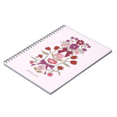 Bogen en bloesems rustieke magenta notitieboek (Linkerzijde)