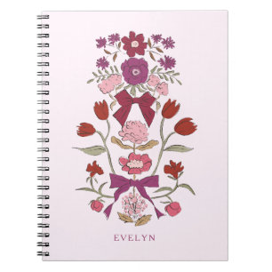Bogen en bloesems rustieke magenta notitieboek