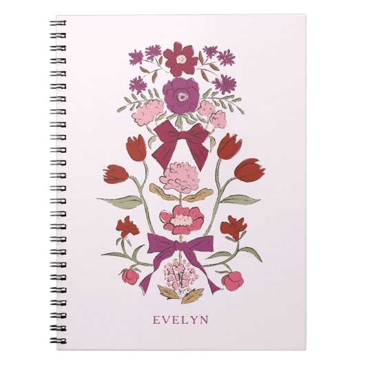 Bogen en bloesems rustieke magenta notitieboek (Voorkant)