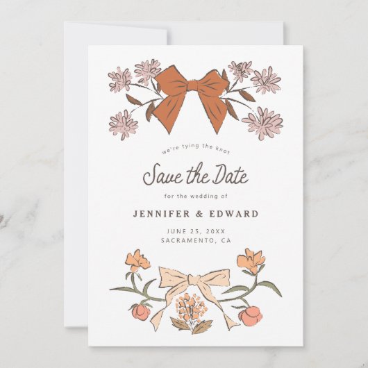 Bogen en bloesems Terracotta Bewaar de datum Save The Date (Voorkant)