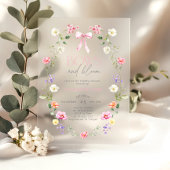 Bogen en Bloom Wildflower roze Bow Baby shower Acryl Uitnodigingen
