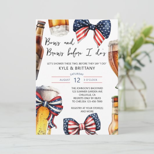 Bogen en brouwt voordat ik stel bruiloft douche kaart (Staand voorkant)