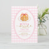 Bogen en Brunch Baby Shower Roze Gingham Kaart (Staand voorkant)