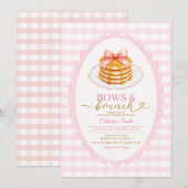 Bogen en Brunch Baby Shower Roze Gingham Kaart (Voorkant / Achterkant)