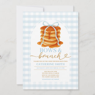 Bogen en brunch Pannenkoek Blauw Baby shower Gingh Kaart