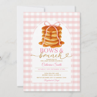 Bogen en brunch Pannenkoek Blauw Baby shower Gingh Kaart