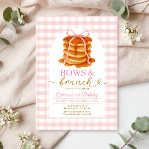 Bogen en brunch Pannenkoek Blauw Baby shower Gingh Kaart