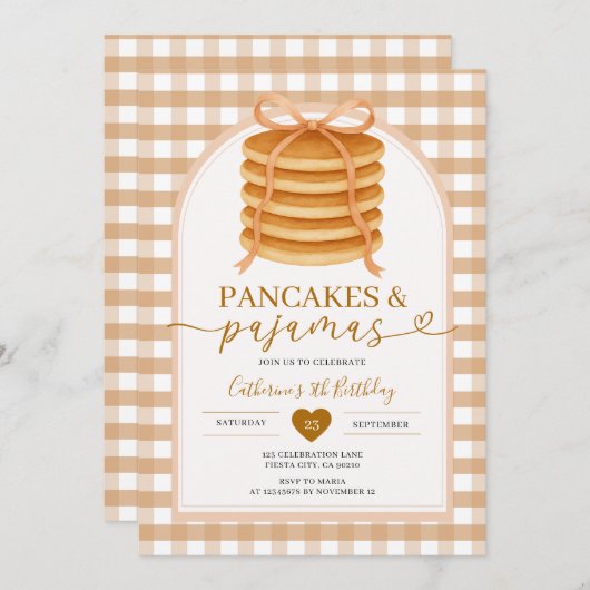 Bogen en brunch pannenkoek bruin 1e verjaardag Gin Kaart (Voorkant / Achterkant)