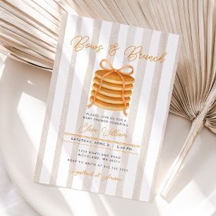 Bogen en brunch Pannenkoek Streep Baby shower Brun Kaart