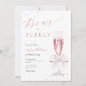 Bogen en Bubbly Pink bruids douche uitnodiging (Voorkant)