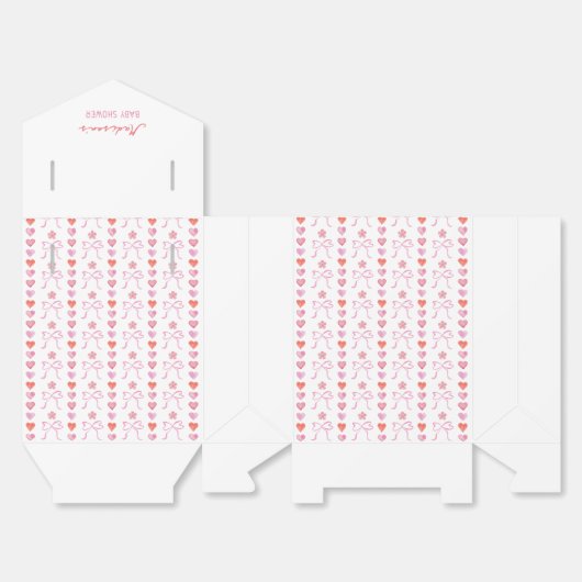 Bogen en harten Patroon Baby shower Bedankdoosjes (Ongevouwen)