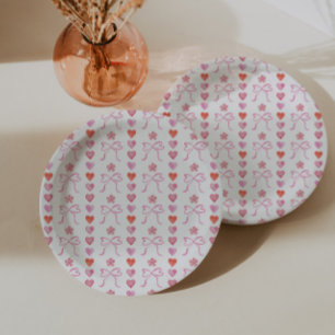 Bogen en harten Patroon Baby shower Papieren Bordje