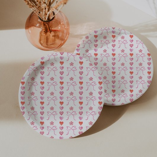 Bogen en harten Patroon Baby shower Papieren Bordje