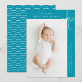 Bogen en lijnen schattig portret enkele fotokaart aankondiging (Voorkant / Achterkant)