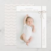 Bogen en lijnen schattig portret enkele fotokaart aankondiging (Voorkant / Achterkant)